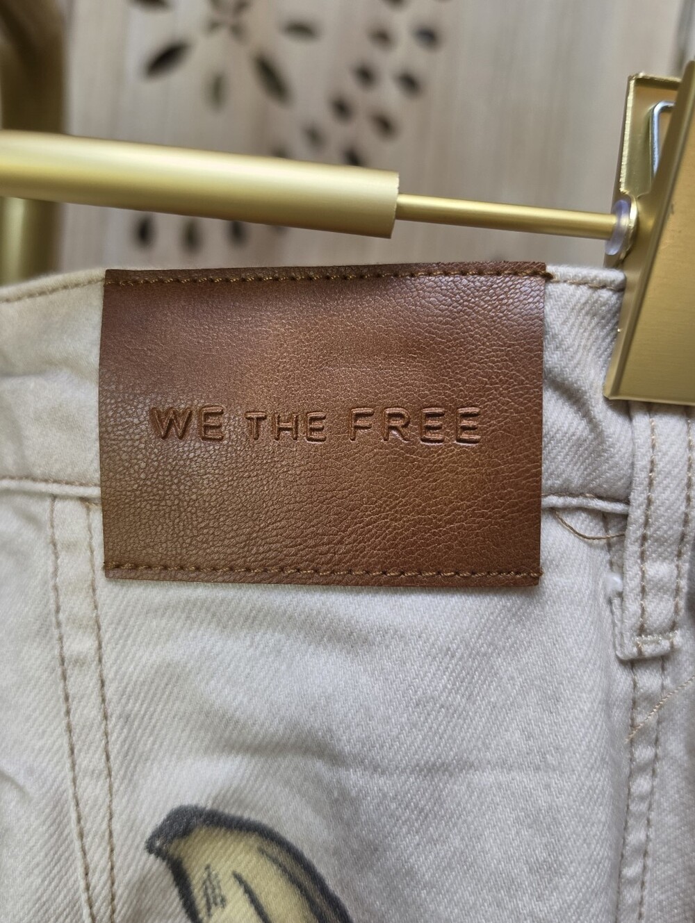 NWT We The Free Good Luck Printed Barrel Jeans in Go Bananas - Picture 12 of 16